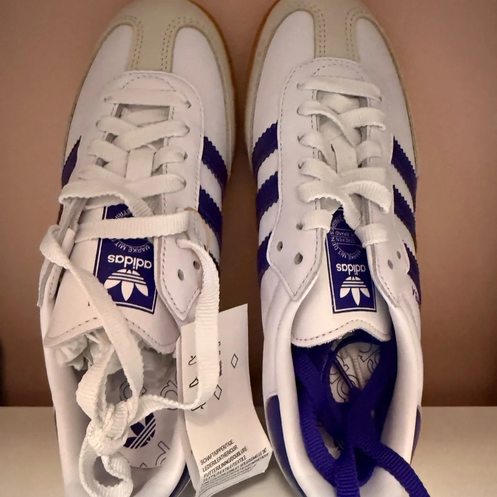 Adidas Samba White & blue Retro Leather women’s/big girls Sneakers - Picture 5 of 7